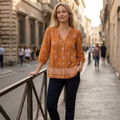 Serena Blusa Donna – Floreale Boho, Scollo V, Peplum Babydoll, Casual Chic
