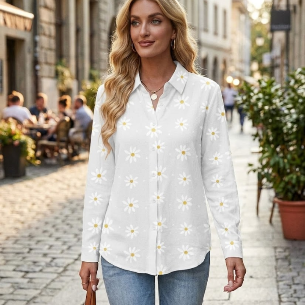 Elisa Blusa Donna – Scollo V, Maniche Lunghe, Tunica Lino Casual Elegante