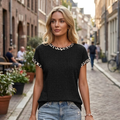Giulia Maglia Donna – Color Block, Maniche Corte, Tunica Casual Elegante Loose Fit