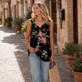 Giulia Top Femme – Débardeur Col V, Boutons Henley, Style Flowy Décontracté