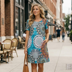Laura Women's Summer Dress – Short Sleeves, Floral A-Line, Casual Pockets