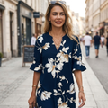 Chiara Vestito Donna Estivo – Scollo V con Volant, Floreale, Taglio Morbido Casual