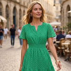 Giulia Vestito Donna Estivo – Pizzo Sangallo, Scollo V, A-Line Mini Elegante