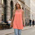 Robe Femme Elena Estivale – Sans Manches, Dentelle Col Rond, Ligne A Décontractée