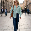Sofia Chemise Femme – Blouse Rayée Oversize, Boutons, Manches Longues Décontractée