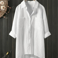 Bess Blusa Donna in Lino – Camicia Estiva Leggera, Vestibilità Ampia, Elegante Casual