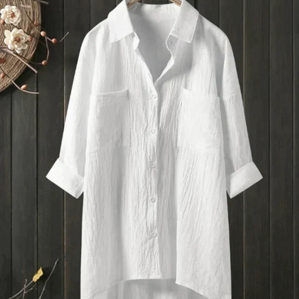 Bess Blouse Femme en Lin – Chemise d’Été Légère, Coupe Ample, Élégante Décontractée