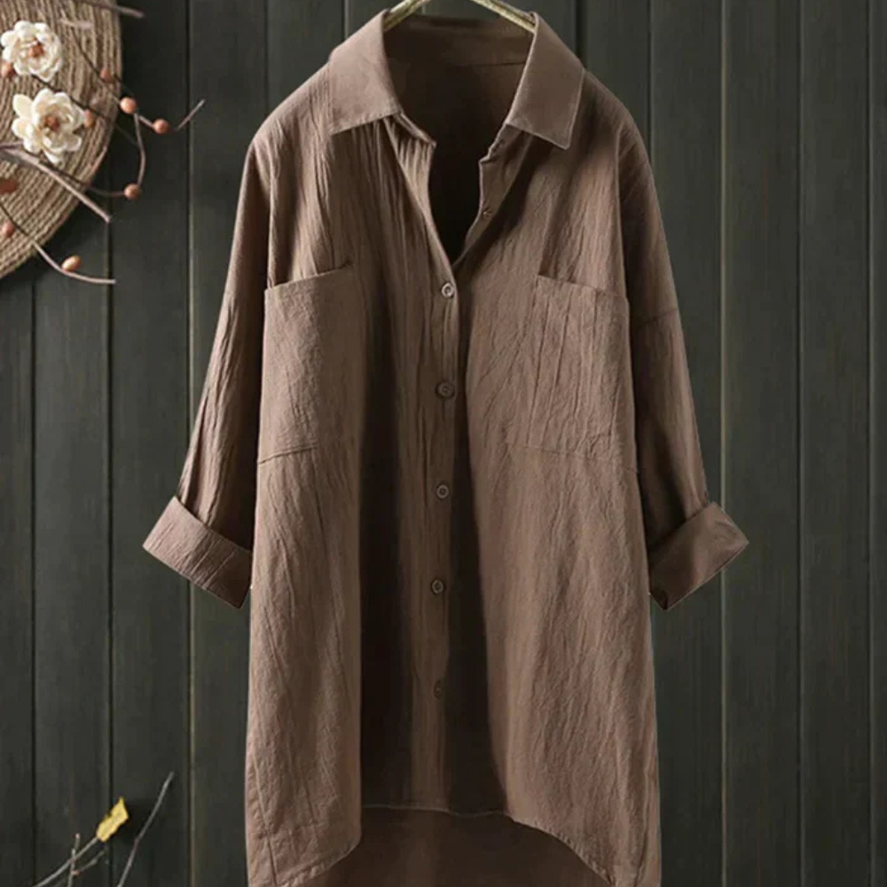 Bess Blouse Femme en Lin – Chemise d’Été Légère, Coupe Ample, Élégante Décontractée