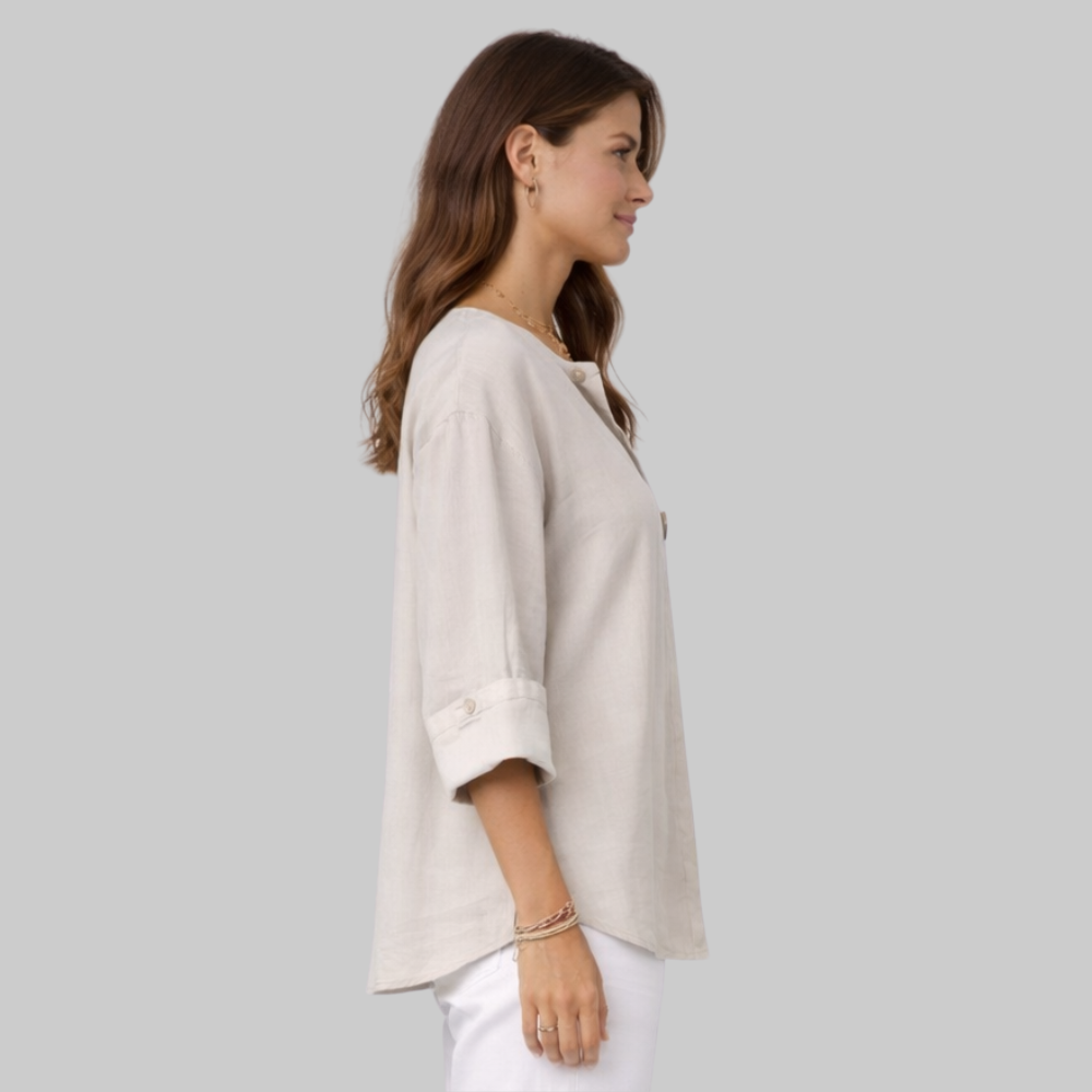 Blossom Blusa Donna Elegante – Camicetta con Scollo a V in Cotone e Lino Casual