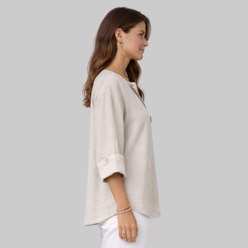 Blossom Blouse Femme Élégante – Chemisier avec Décolleté en V en Coton et Lin Décontracté