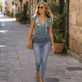 Alessia Top Donna – Scollo V, Drappeggiato Laterale, T-Shirt Casual Elegante