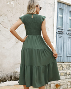 Robe Maxi Sabrina pour Femme – Robe à Volants avec Taille Haute et Manches Volantes