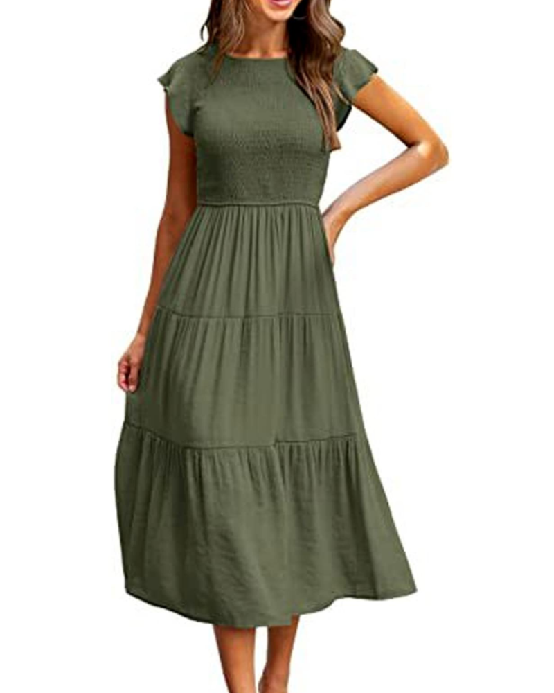 Robe Maxi Sabrina pour Femme – Robe à Volants avec Taille Haute et Manches Volantes