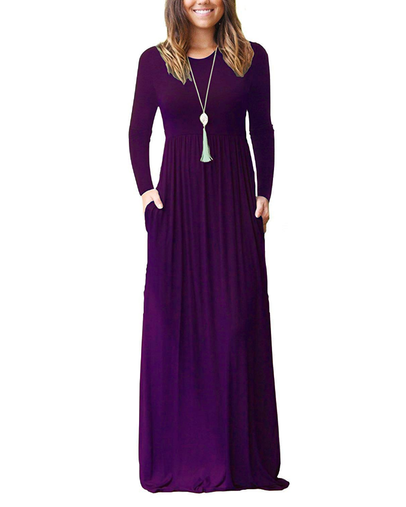 Georgia Abito Maxi Donna – Hosszú ujjú, zsebes, bő szabású hosszú ruha nőknek