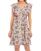 Paige Abito Donna – Mini kjole med blomster i chiffon med V-hals, volanger og A-linje