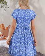 Lydia Women's Dress – Summer Midi Dress with V-Neck, Decorative Buttons & Pockets
