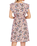 Paige Abito Donna – Mini kjole med blomster i chiffon med V-hals, volanger og A-linje