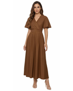 Brynn Vestido Largo de Mujer – Escote en V, Mangas con Volantes y Cintura Elástica