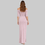 Lottie Vestido Mujer Elegante Verano – Vestido Off-Shoulder con Abertura y Ajuste Realzante