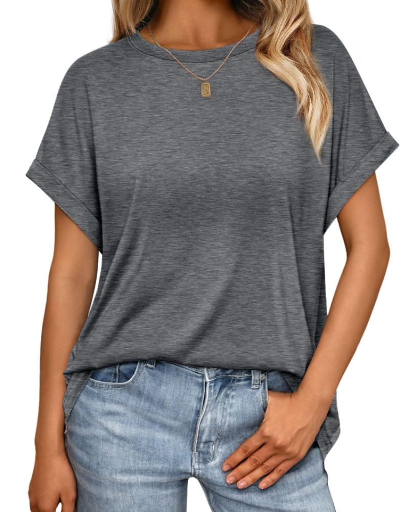 Γυναικείο T-Shirt Hannah – Καλοκαιρινό Oversize Τοπ με Στρογγυλή Λαιμόκοψη & Κοντά Μανίκια