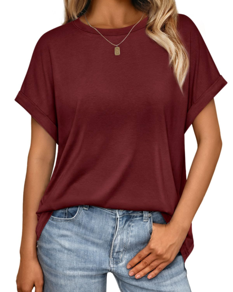 Γυναικείο T-Shirt Hannah – Καλοκαιρινό Oversize Τοπ με Στρογγυλή Λαιμόκοψη & Κοντά Μανίκια