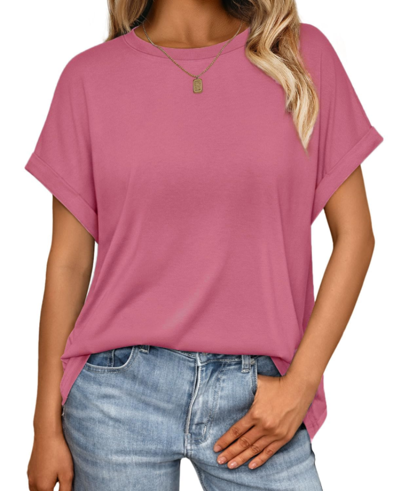 Γυναικείο T-Shirt Hannah – Καλοκαιρινό Oversize Τοπ με Στρογγυλή Λαιμόκοψη & Κοντά Μανίκια