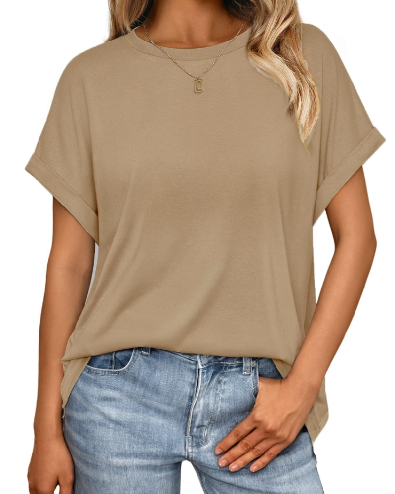 Γυναικείο T-Shirt Hannah – Καλοκαιρινό Oversize Τοπ με Στρογγυλή Λαιμόκοψη & Κοντά Μανίκια