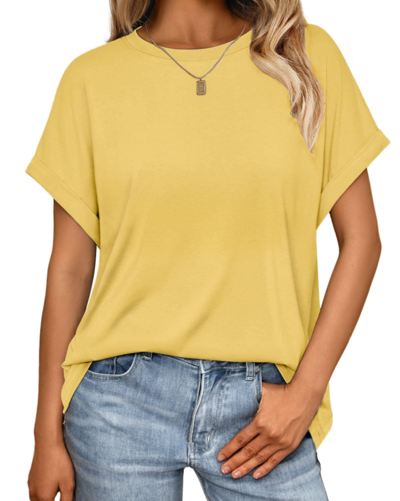 Γυναικείο T-Shirt Hannah – Καλοκαιρινό Oversize Τοπ με Στρογγυλή Λαιμόκοψη & Κοντά Μανίκια