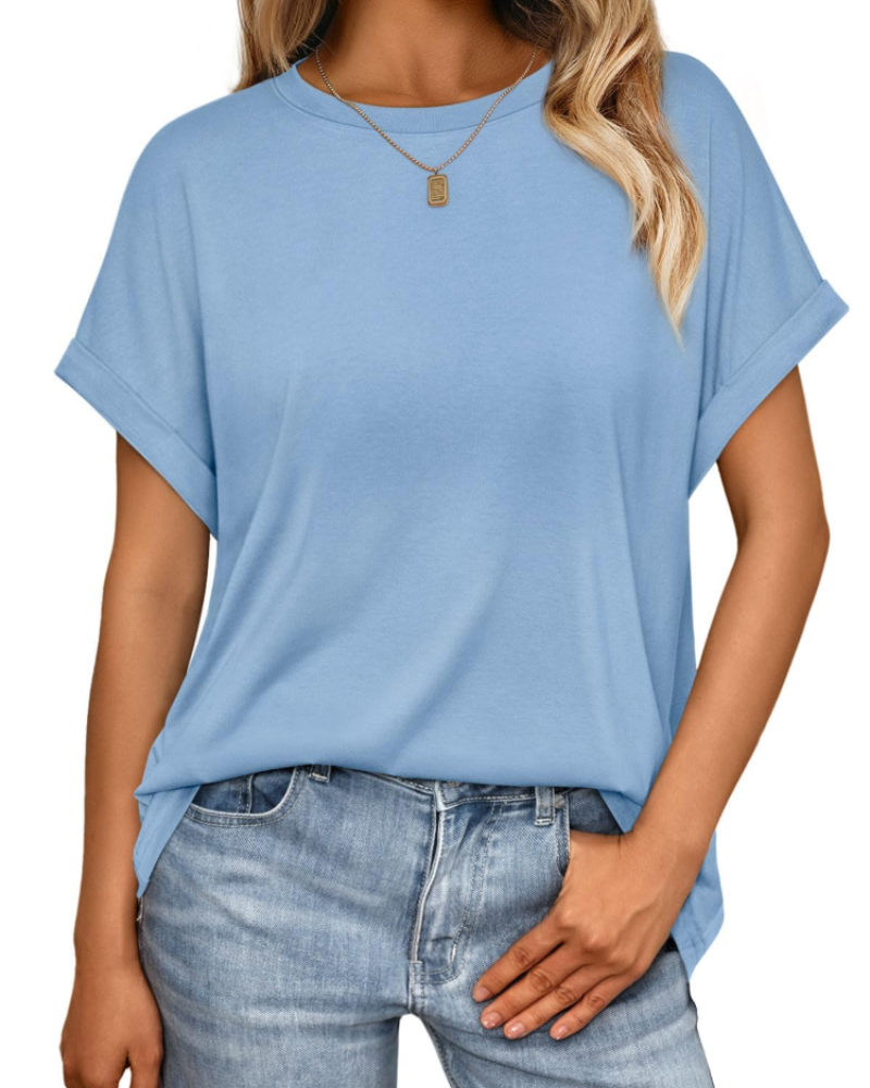 Γυναικείο T-Shirt Hannah – Καλοκαιρινό Oversize Τοπ με Στρογγυλή Λαιμόκοψη & Κοντά Μανίκια