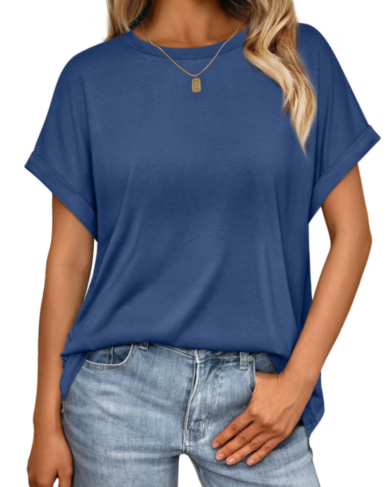 Γυναικείο T-Shirt Hannah – Καλοκαιρινό Oversize Τοπ με Στρογγυλή Λαιμόκοψη & Κοντά Μανίκια