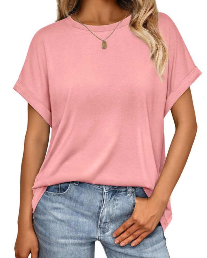 Γυναικείο T-Shirt Hannah – Καλοκαιρινό Oversize Τοπ με Στρογγυλή Λαιμόκοψη & Κοντά Μανίκια