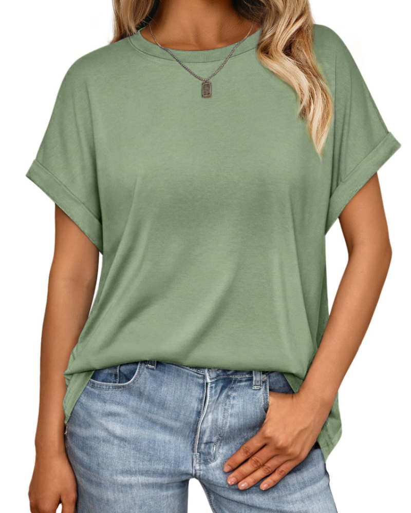 Γυναικείο T-Shirt Hannah – Καλοκαιρινό Oversize Τοπ με Στρογγυλή Λαιμόκοψη & Κοντά Μανίκια