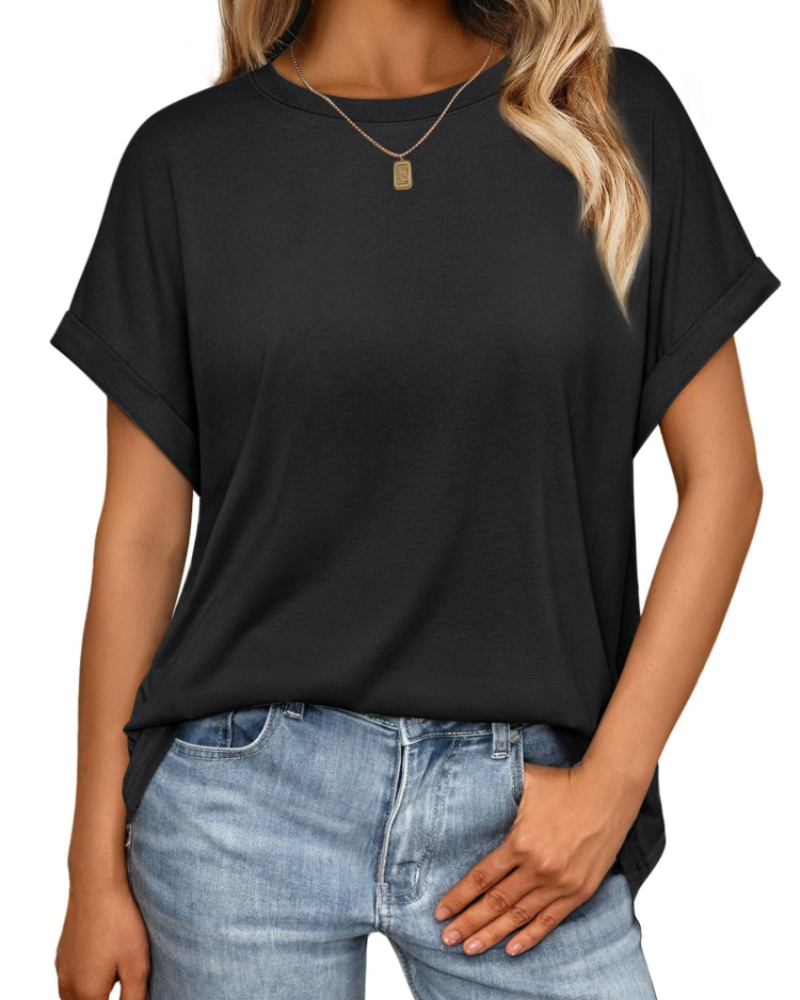 Γυναικείο T-Shirt Hannah – Καλοκαιρινό Oversize Τοπ με Στρογγυλή Λαιμόκοψη & Κοντά Μανίκια