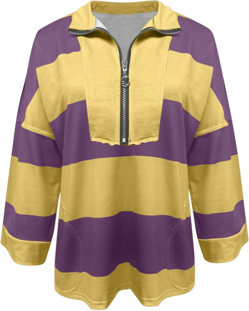 Harlow Women's Oversized Sweatshirt – Striped Pullover with V-Neck and Dropped Shoulders