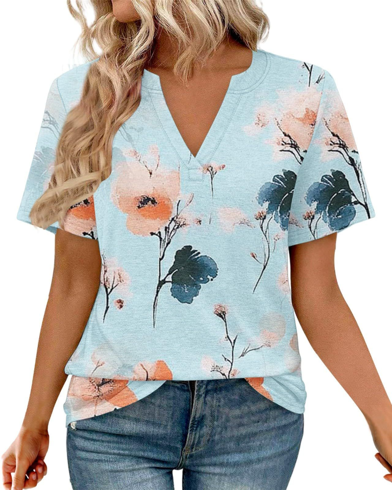 Rowan Tunica Donna – Langærmet Bluse med V-udskæring og 3/4-ærmer med Print