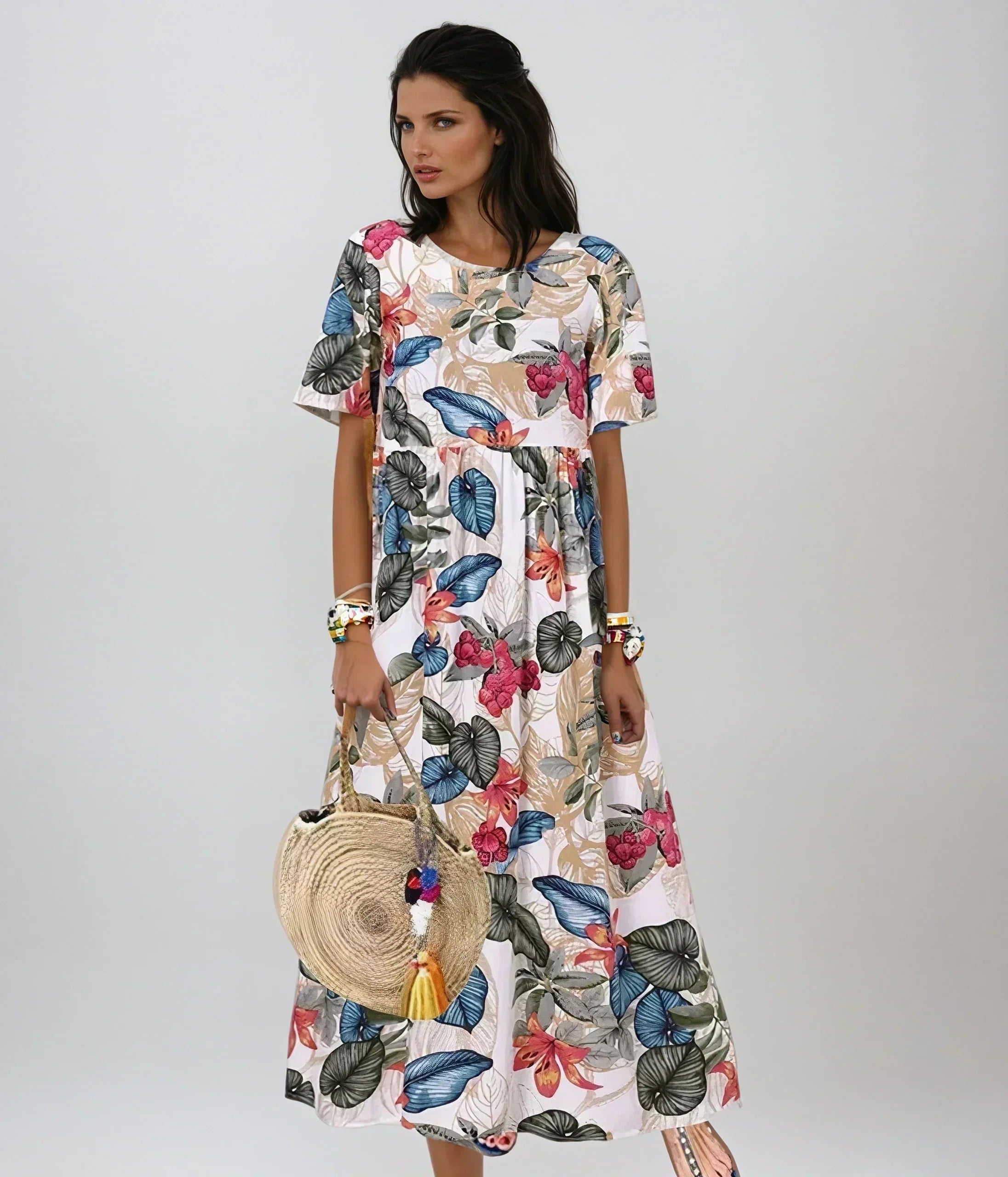 Graceful Bloom Abito Donna Floreale – Vestito A-Line Estivo Elegante Casual Chic