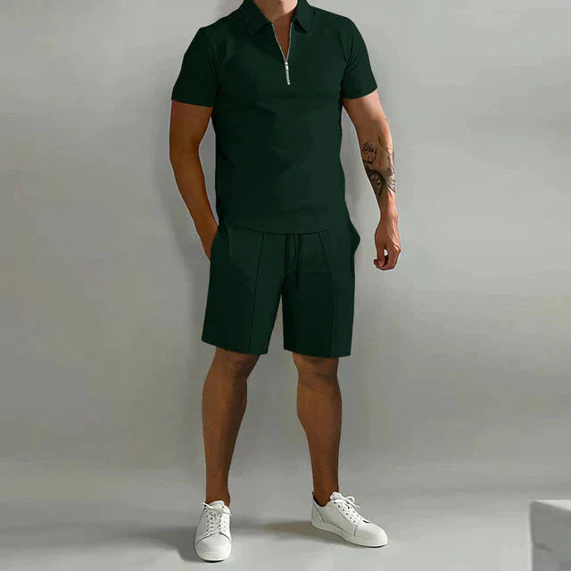 Conjunto Nathan para hombre polo y shorts – conjunto de verano elegante, ajuste cómodo y casual