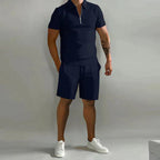 Conjunto Nathan para hombre polo y shorts – conjunto de verano elegante, ajuste cómodo y casual