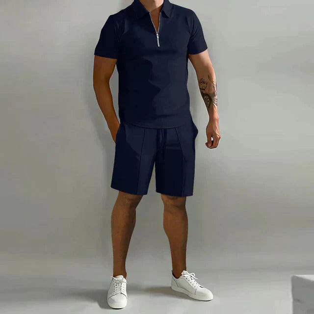 Conjunto Nathan para hombre polo y shorts – conjunto de verano elegante, ajuste cómodo y casual