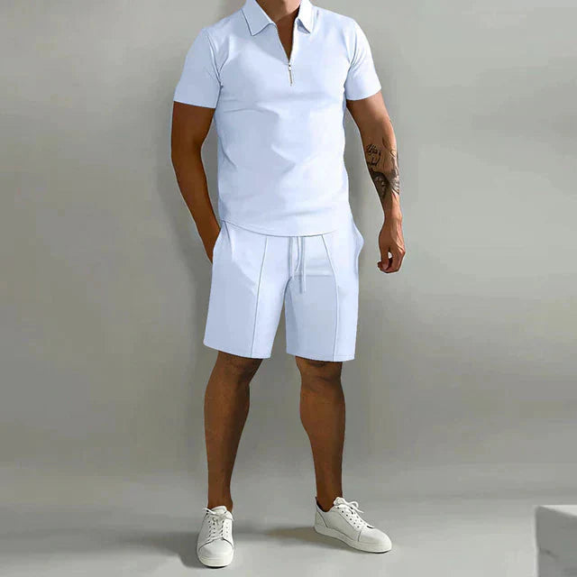 Conjunto Nathan para hombre polo y shorts – conjunto de verano elegante, ajuste cómodo y casual