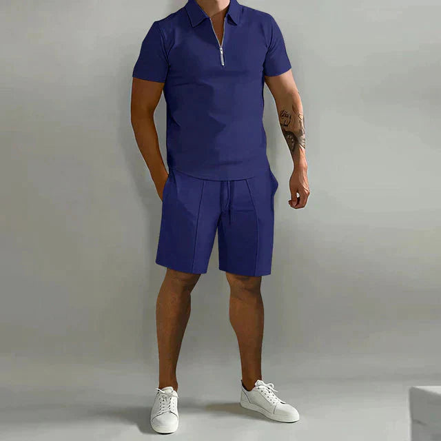 Conjunto Nathan para hombre polo y shorts – conjunto de verano elegante, ajuste cómodo y casual