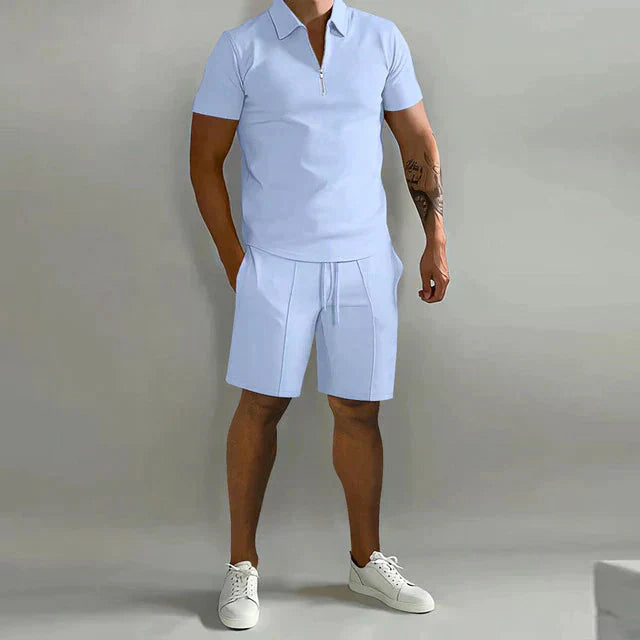 Conjunto Nathan para hombre polo y shorts – conjunto de verano elegante, ajuste cómodo y casual