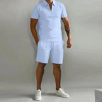 Conjunto Nathan para hombre polo y shorts – conjunto de verano elegante, ajuste cómodo y casual