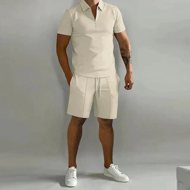 Conjunto Nathan para hombre polo y shorts – conjunto de verano elegante, ajuste cómodo y casual