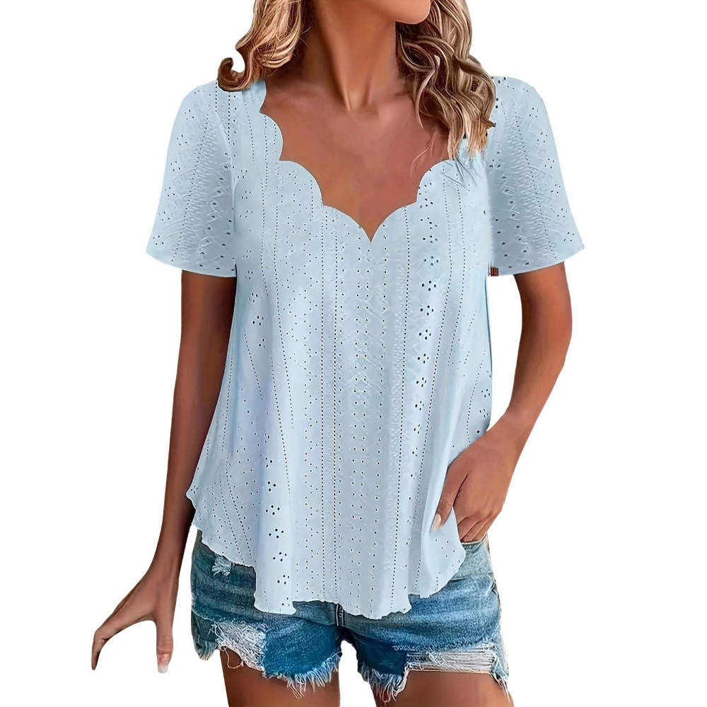 Geraldine Women’s Summer Blouse – V-Neck, Short Sleeves, and Comfortable Fit