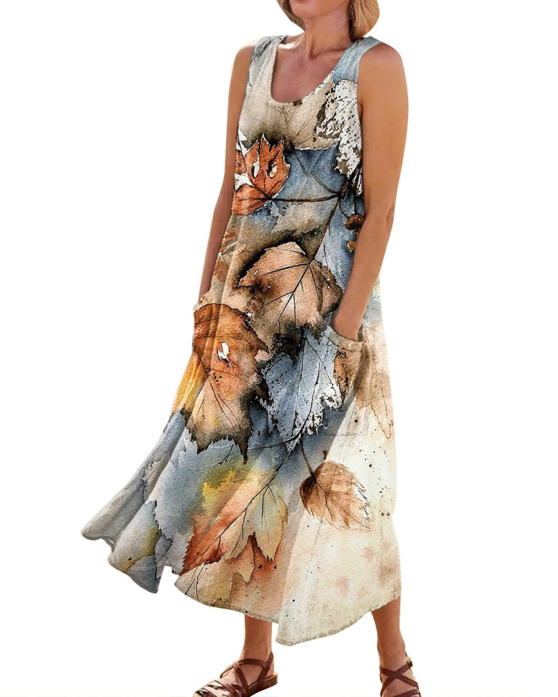 Waverly Women’s Mini Dress – Crew Neck, Sleeveless, and Relaxed Boho Fit