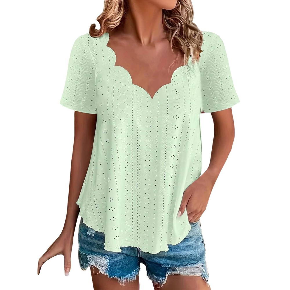 Geraldine Women’s Summer Blouse – V-Neck, Short Sleeves, and Comfortable Fit
