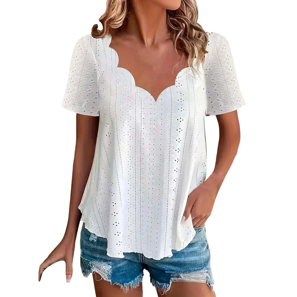 Geraldine Women’s Summer Blouse – V-Neck, Short Sleeves, and Comfortable Fit