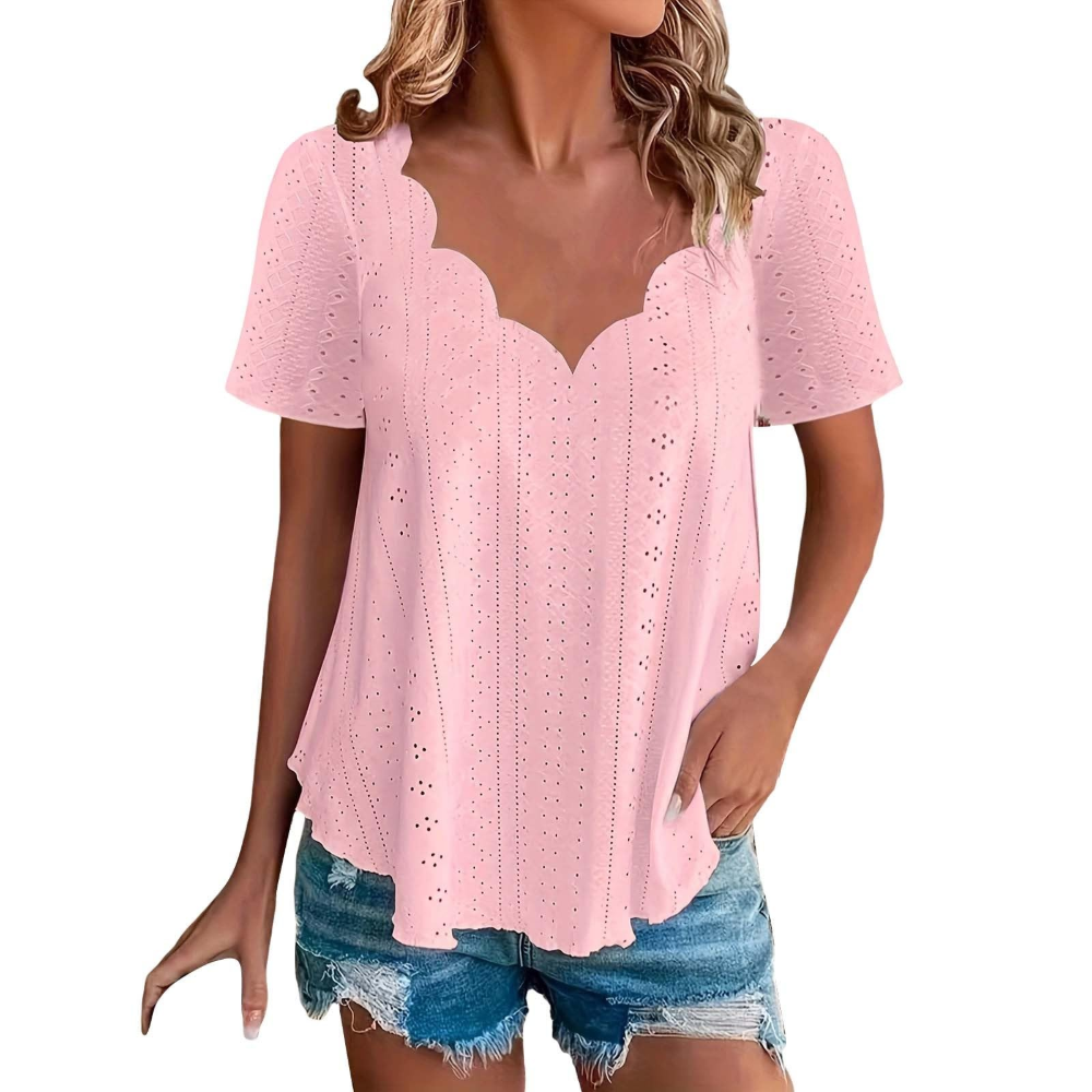 Geraldine Women’s Summer Blouse – V-Neck, Short Sleeves, and Comfortable Fit
