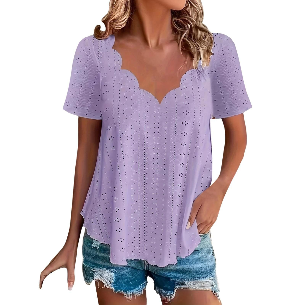 Geraldine Women’s Summer Blouse – V-Neck, Short Sleeves, and Comfortable Fit
